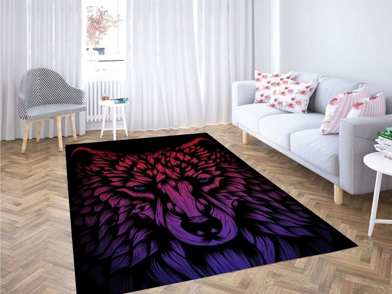 Purple Wolf Carpet Rectangle Rug