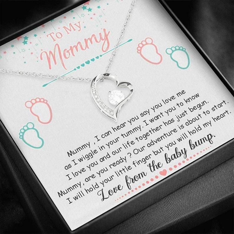 Push Present Love from Baby Bump – Heart Forever Love Necklace – Pregnancy Gift Ideas for Mom – Necklace Gift Ideas for Mommy from Baby Bump