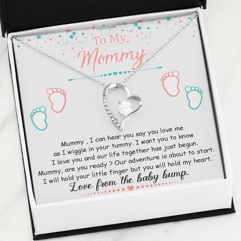 Push Present Love from Baby Bump – Heart Forever Love Necklace – Pregnancy Gift Ideas for Mom – Necklace Gift Ideas for Mommy from Baby Bump