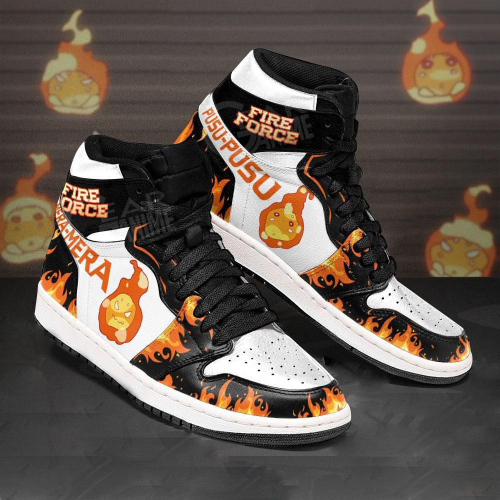 Pusu Mera Fire Force Anime 1 High Top Air Jordan Sneaker, Air Jordan Hightop