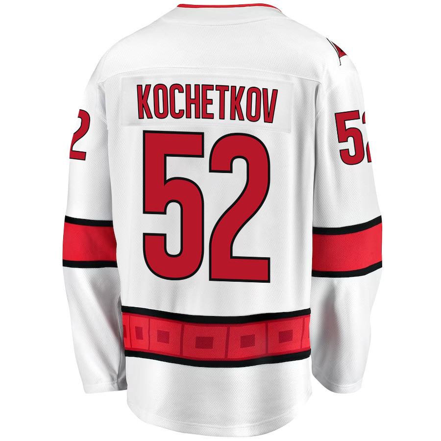 Pyotr Kochetkov 52 Carolina Hurricanes Stanley Cup 2023 Playoffs Patch Away Breakaway Men Stitched Jersey – White