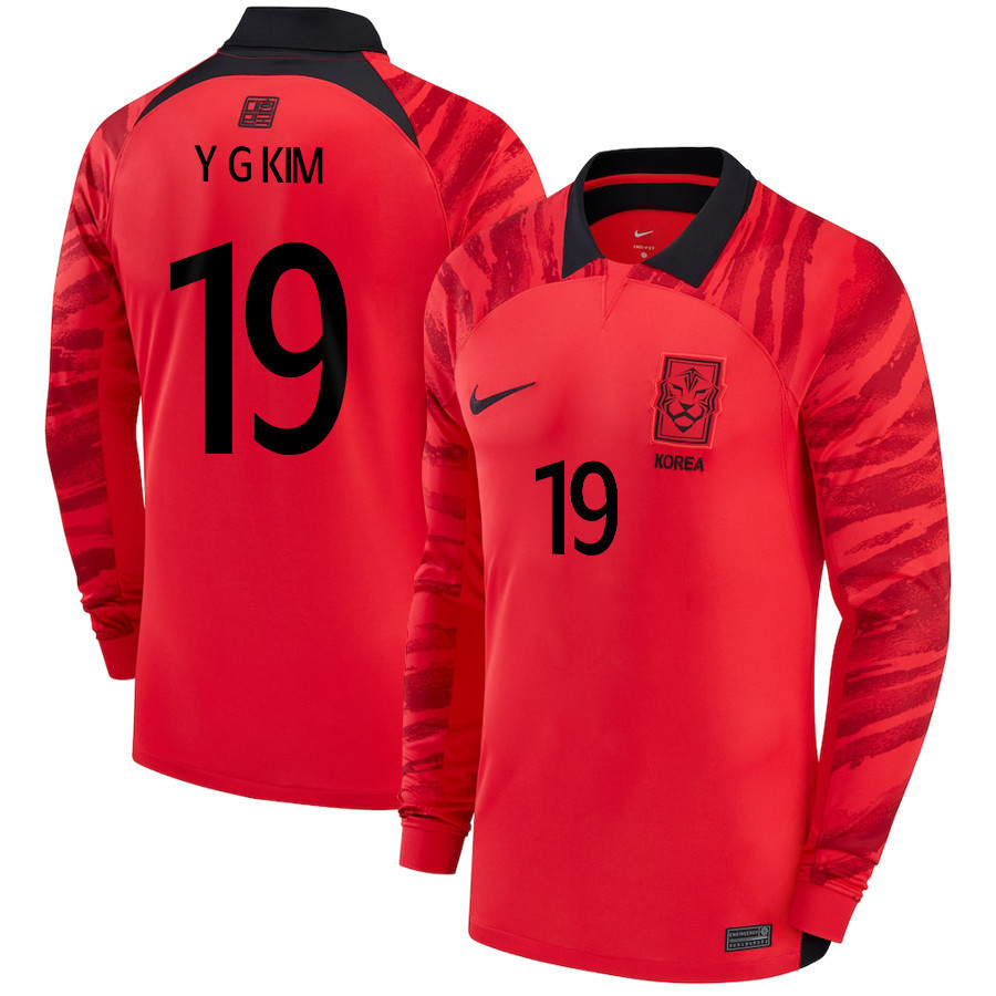 Qatar World Cup Kim Young-gwon 19 South Korean National Team 2022-23 – Home Men Long Sleeve Soccer Jersey