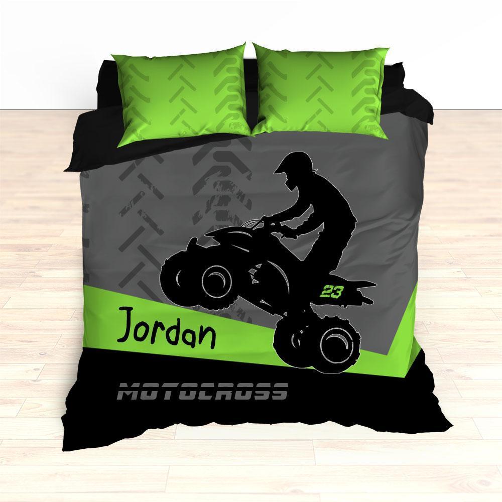Quad Dirt Bike Atv Motocross Duvet Cover Bedding Set