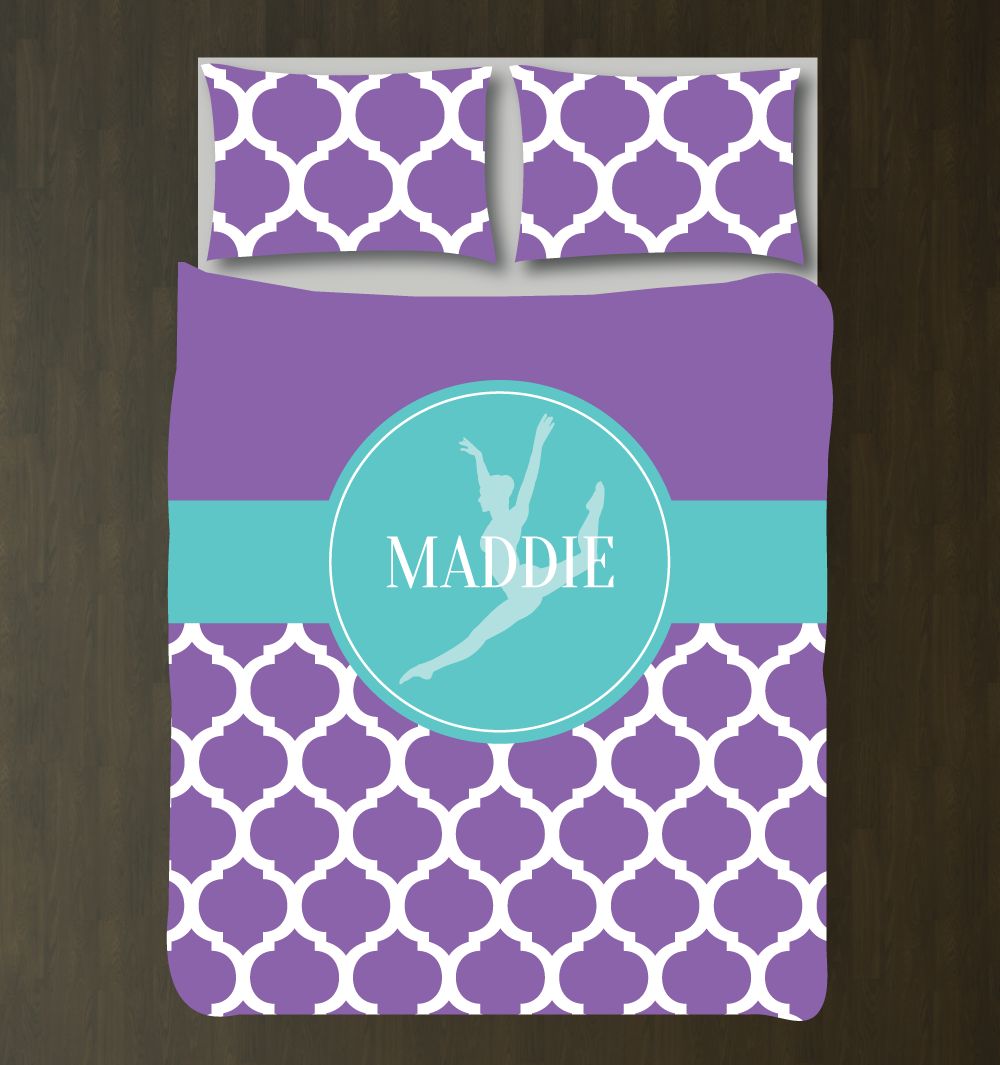 Quatrefoil Dance Customized Amethyst Purple, Pool And White Duvet Cover Bedding Set