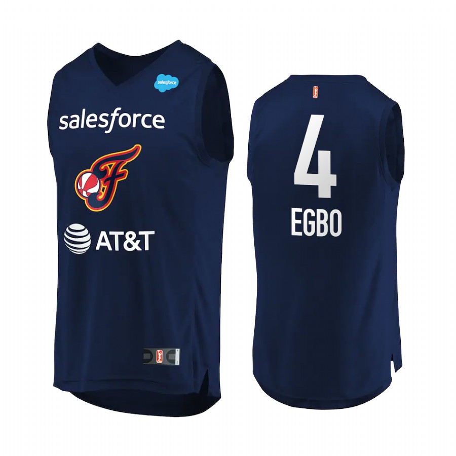 Queen Egbo 2022 WNBA Draft Indiana Fever #4 Navy Jersey First round