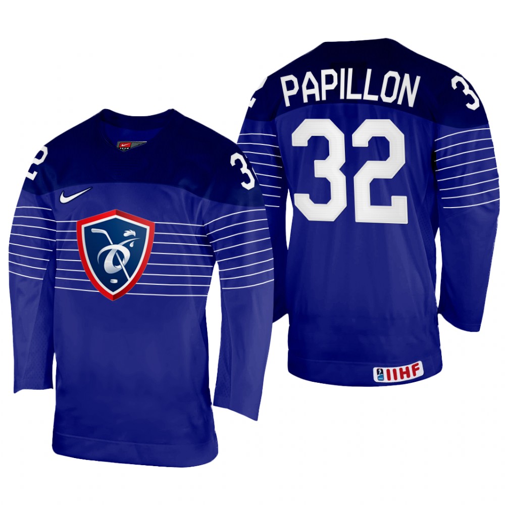 Quentin Papillon France Navy Away Jersey 2022 IIHF World Championship