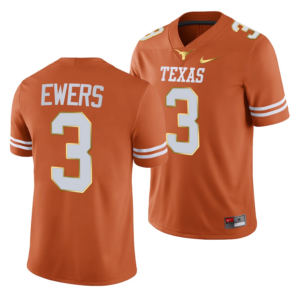 Quinn Ewers Texas Longhorns College Orange 2021-22 3 Jersey Men