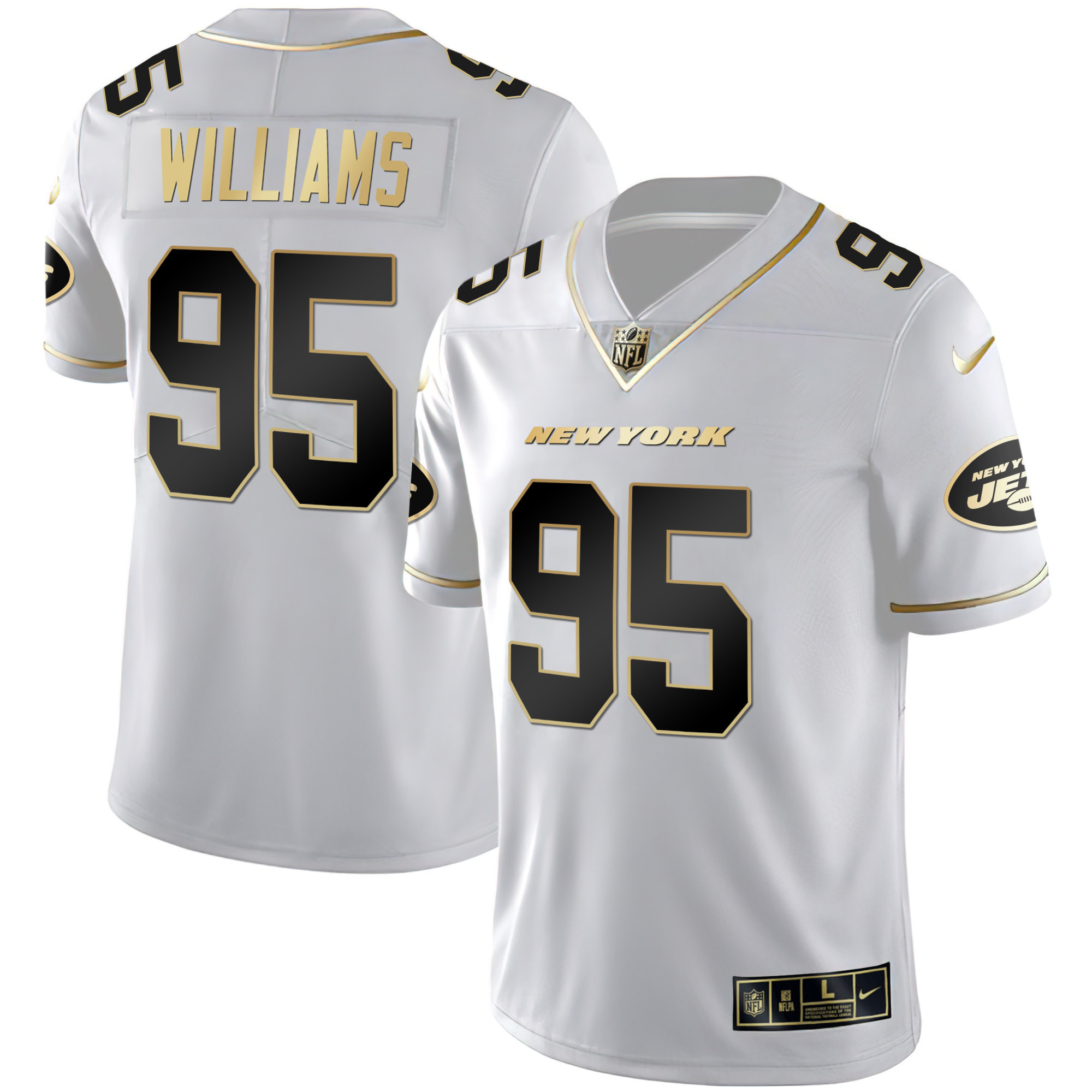 Quinnen Williams Men's New York Jets Black Gold & White Gold Vapor Limited Jersey - All Stitched