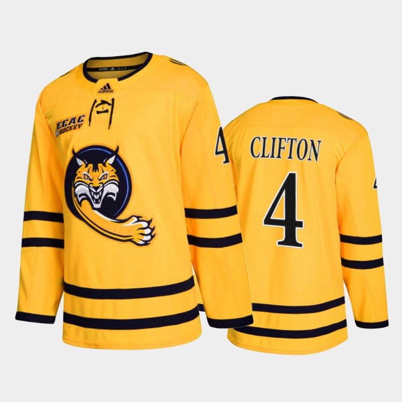 Quinnipiac Bobcats Connor Clifton #4 College Gold Alumni Jersey