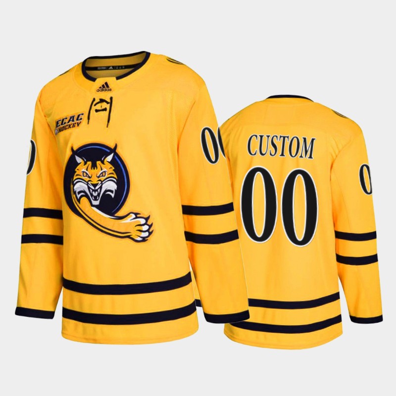 Quinnipiac Bobcats Custom #00 College Gold Alternate Jersey 2022