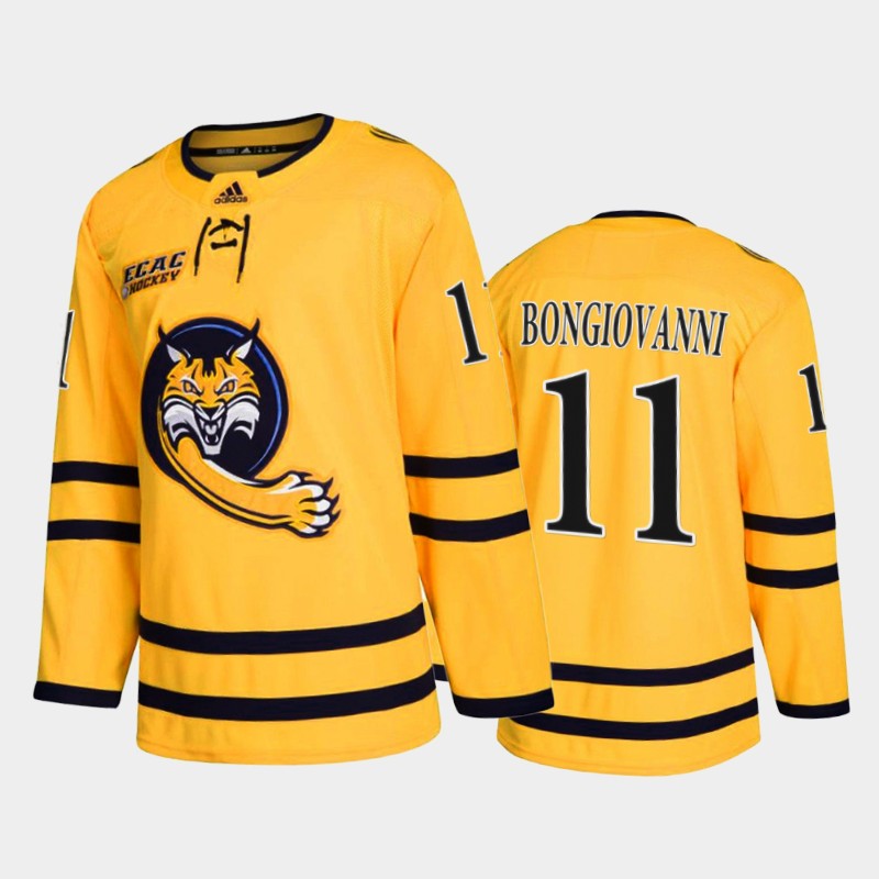 Quinnipiac Bobcats Wyatt Bongiovanni #11 College Gold Alternate Jersey 2022