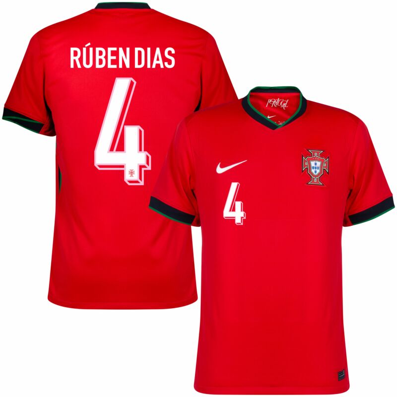 Rúben Dias Men's Portugal 2024 Stadium Home Soccer Jersey