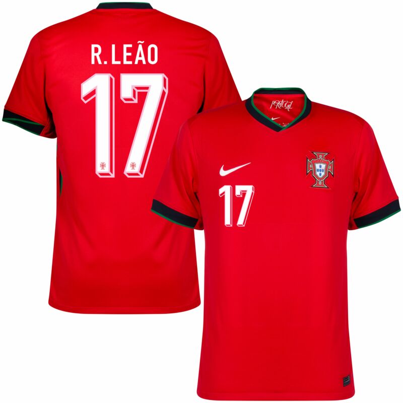 R.Leão Men's Portugal 2024 Stadium Home Soccer Jersey