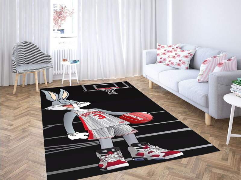 Rabbit Basketball Carpet Rectangle Rug