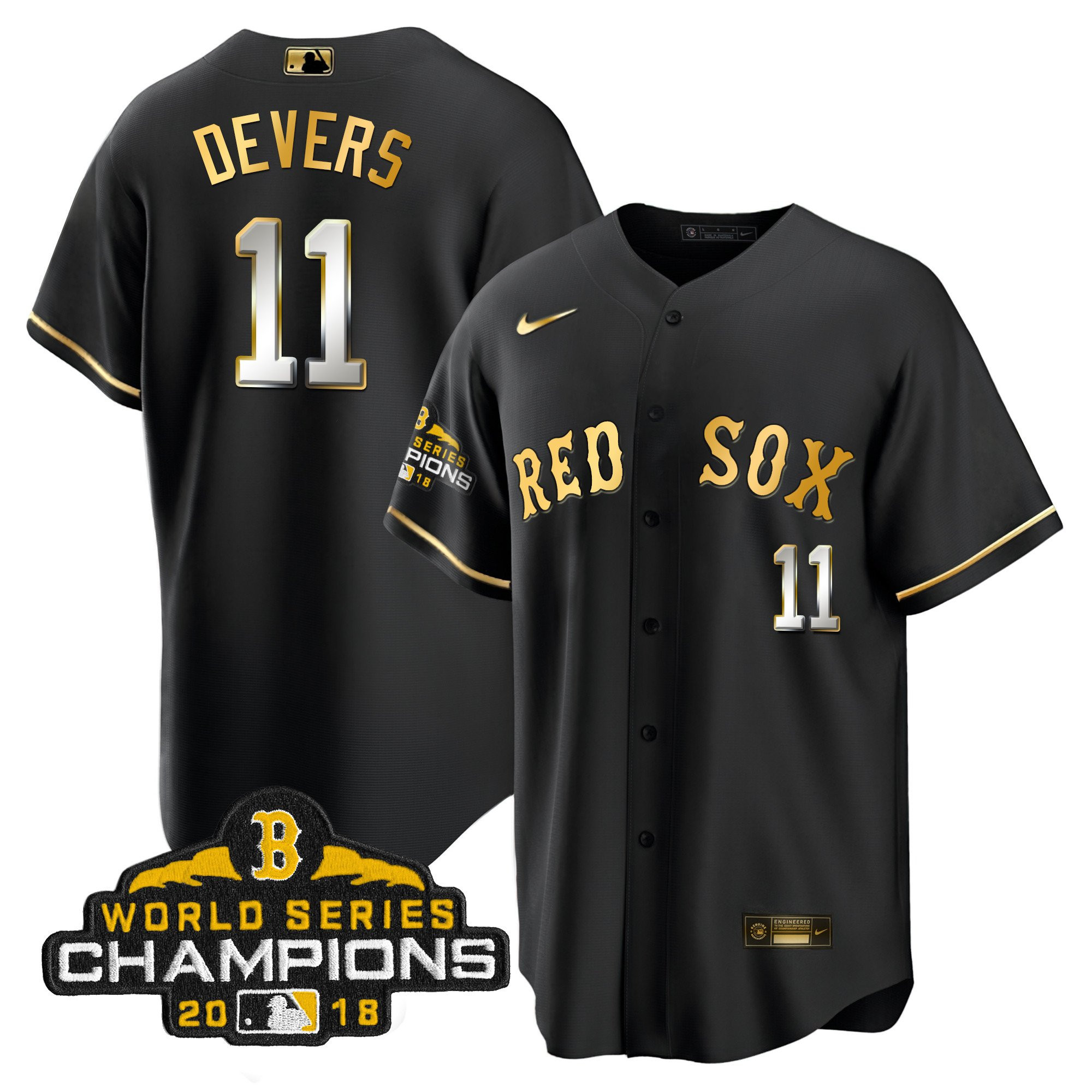 Rafael Devers Men Boston Red Sox World Series Champion 2018 Gold Cool Black Jersey - All Stitched