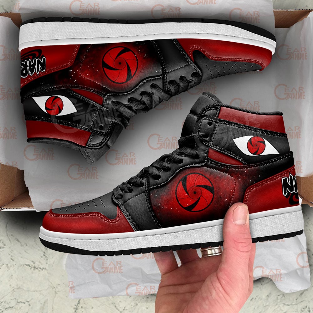 Rai Uchiha Mangekyo Sharingan JD1s Sneakers Naruto Anime Dojutsu Shoes, Air Jordan Hightop