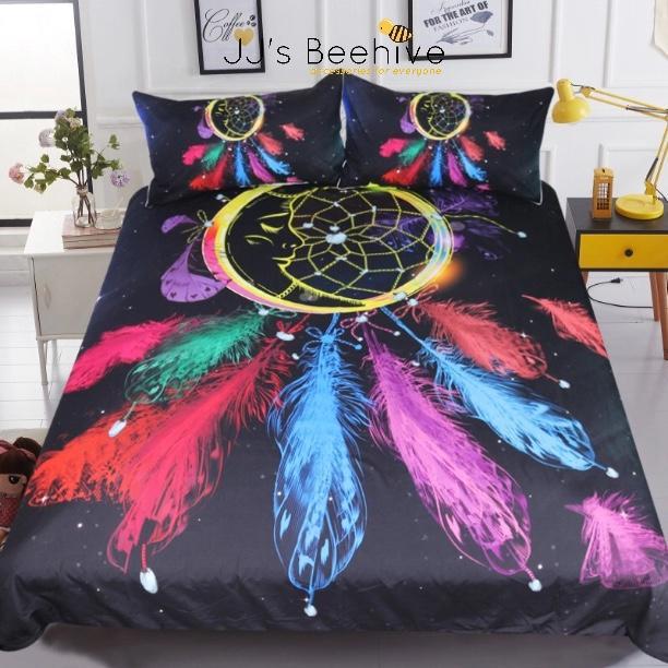 Rainbow Feathers Dreamcatcher 3D Customized Duvet Cover Bedding Set