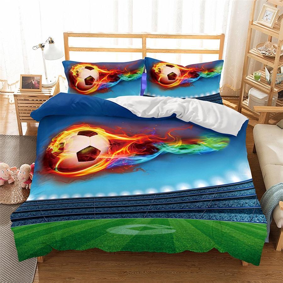 Rainbow Flamingoccer Ball 3D Customized Duvet Cover Bedding Set