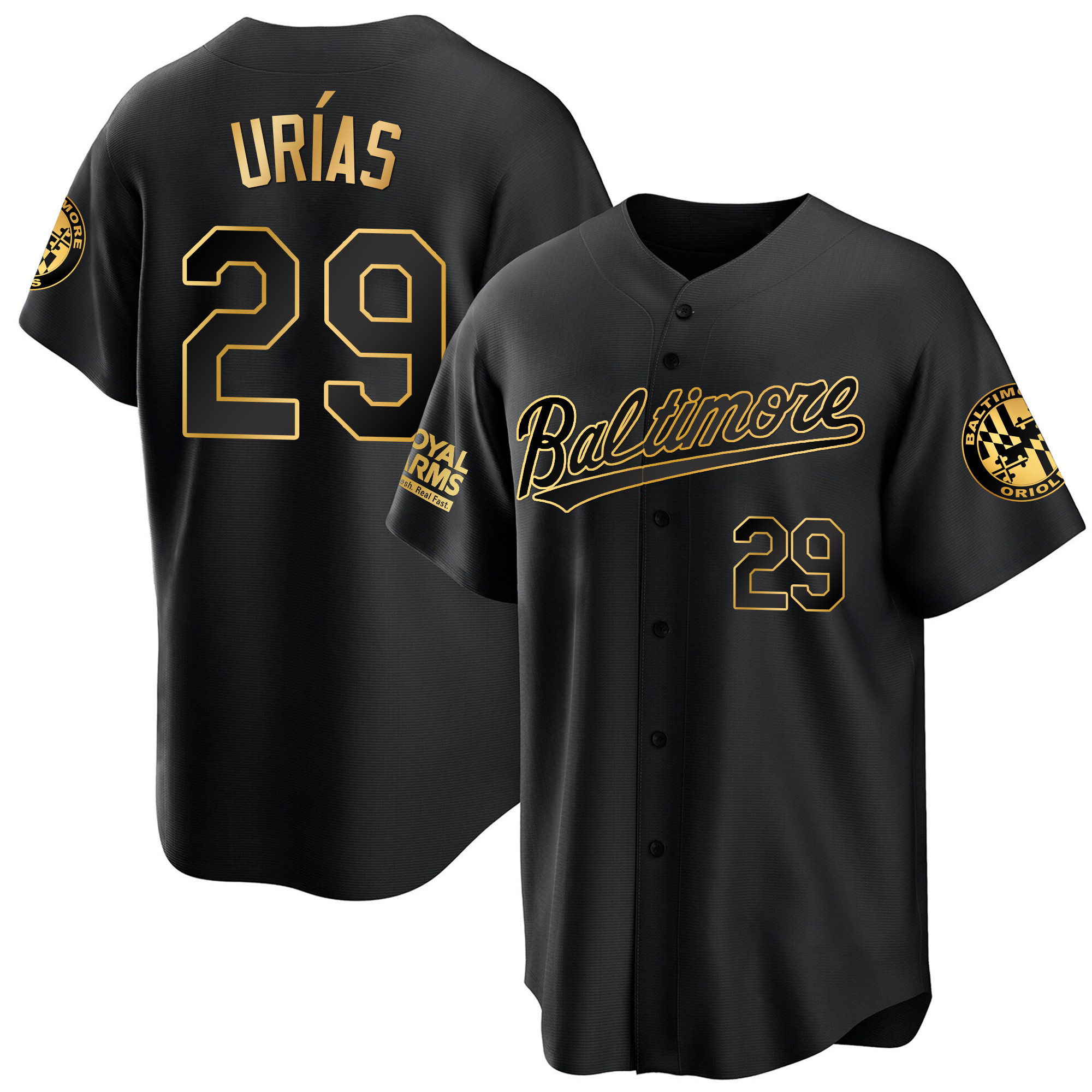 Ramón Urías Men’s Baltimore Orioles 2023 Gold Cool Black Gold Jersey - All Stitched