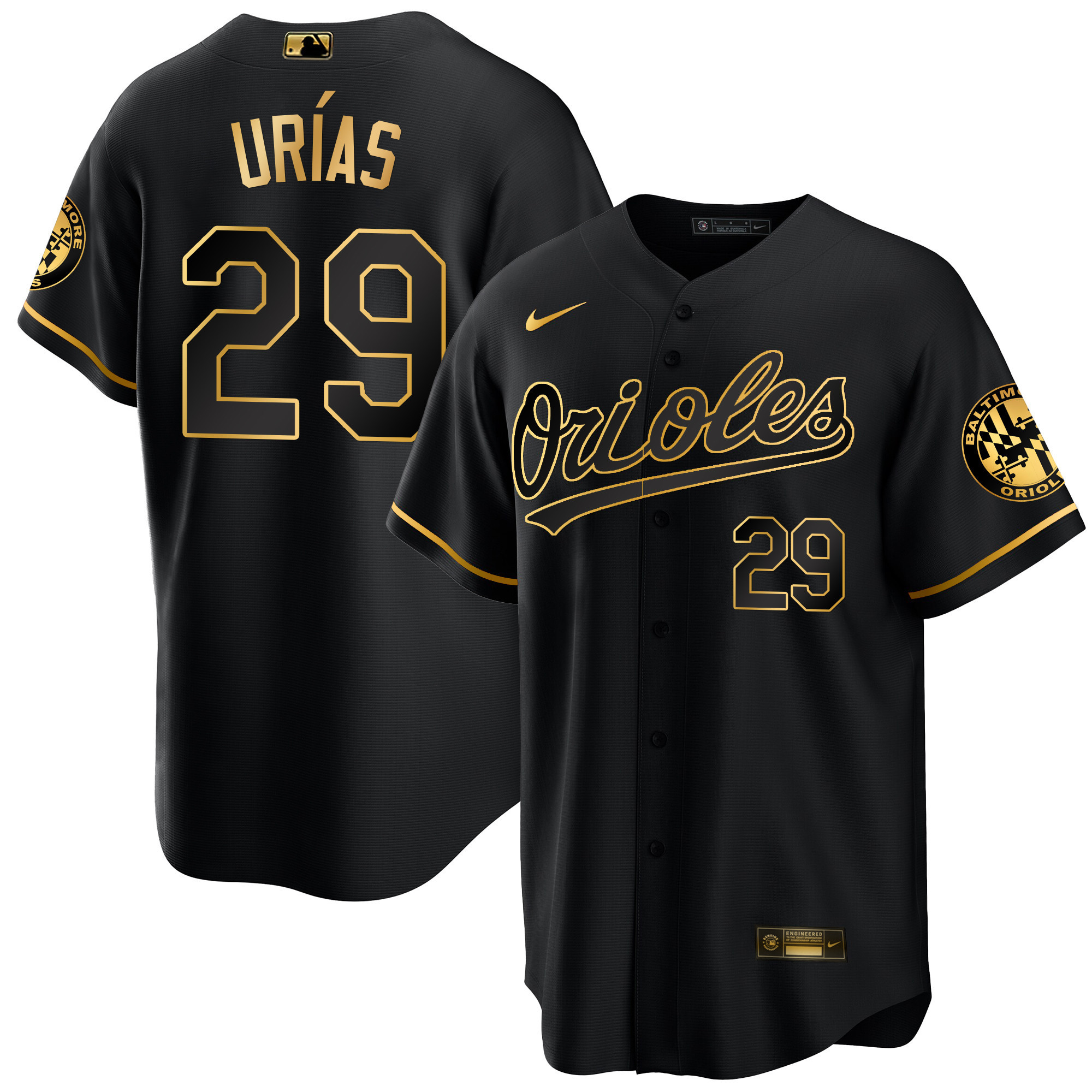 Ramón Urías Men’s Baltimore Orioles 2023 Special Gold Cool Black Gold Jersey - All Stitched