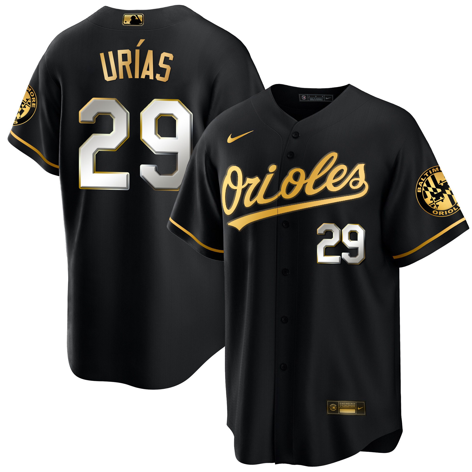 Ramón Urías Men’s Baltimore Orioles 2023 Special Gold Cool Black Limited Jersey - All Stitched