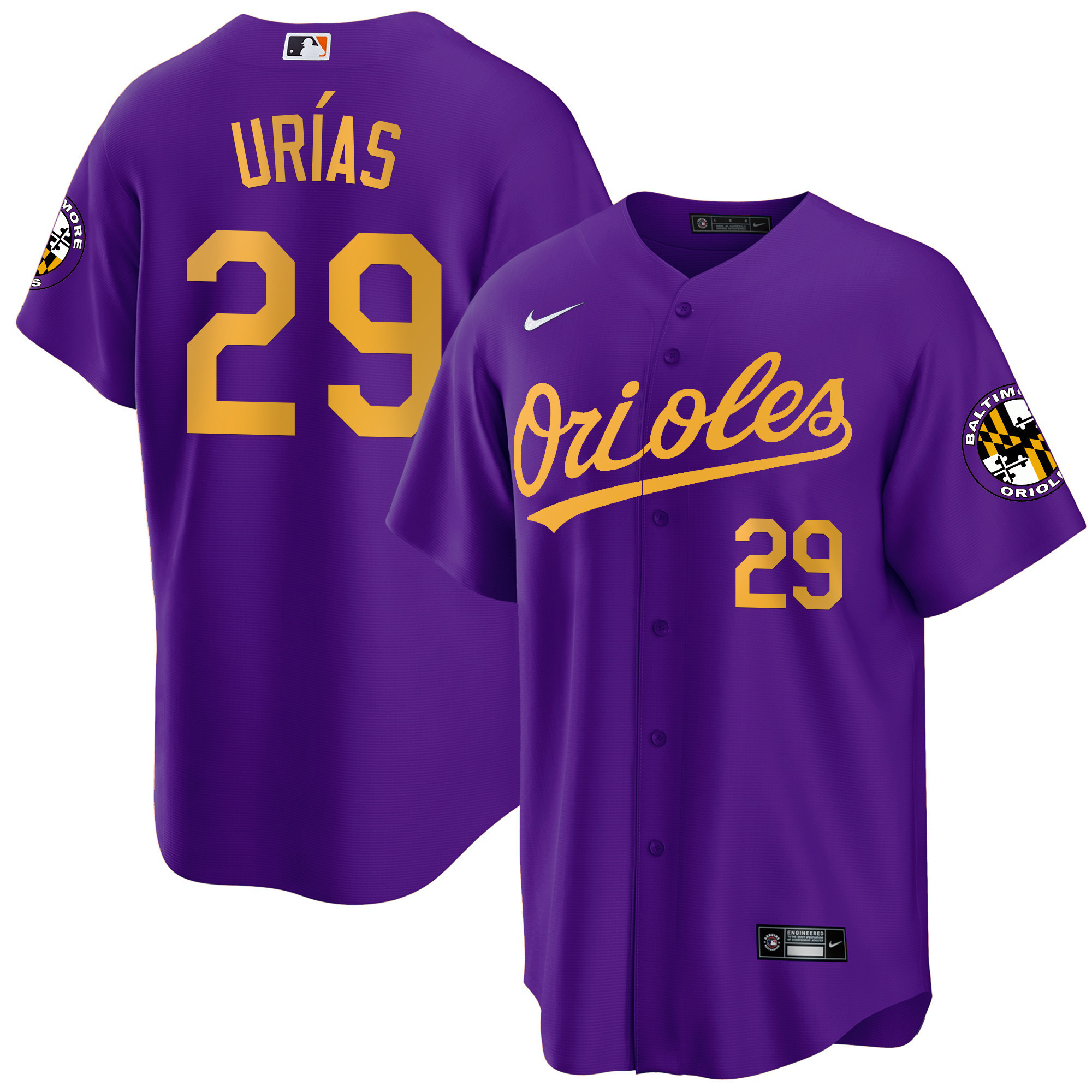 Ramón Urías Men’s Baltimore Orioles 2023 Special Gold Cool Purple Gold Jersey - All Stitched