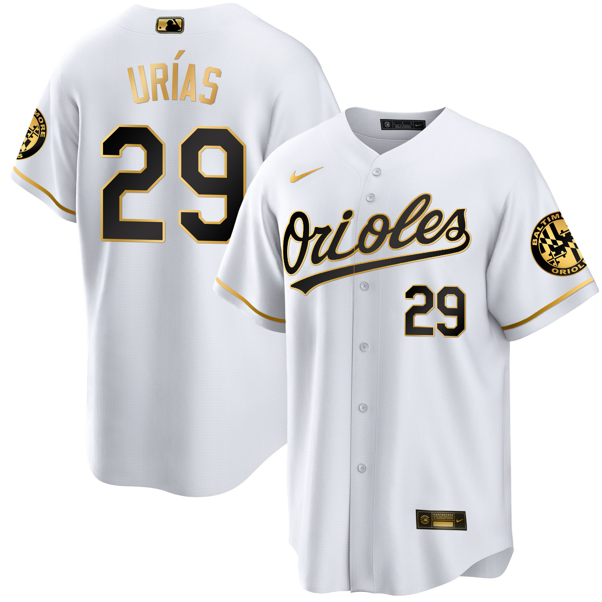Ramón Urías Men’s Baltimore Orioles 2023 Special Gold Cool White Gold Jersey - All Stitched