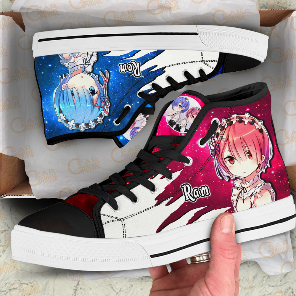 Ram and Rem High Top Shoes Custom Re:Zero Anime Sneakers