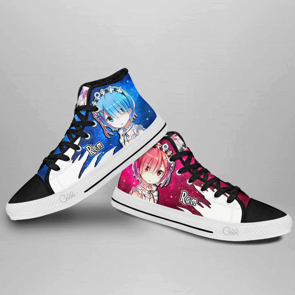 Ram and Rem High Top Shoes Custom Re:Zero Anime Sneakers