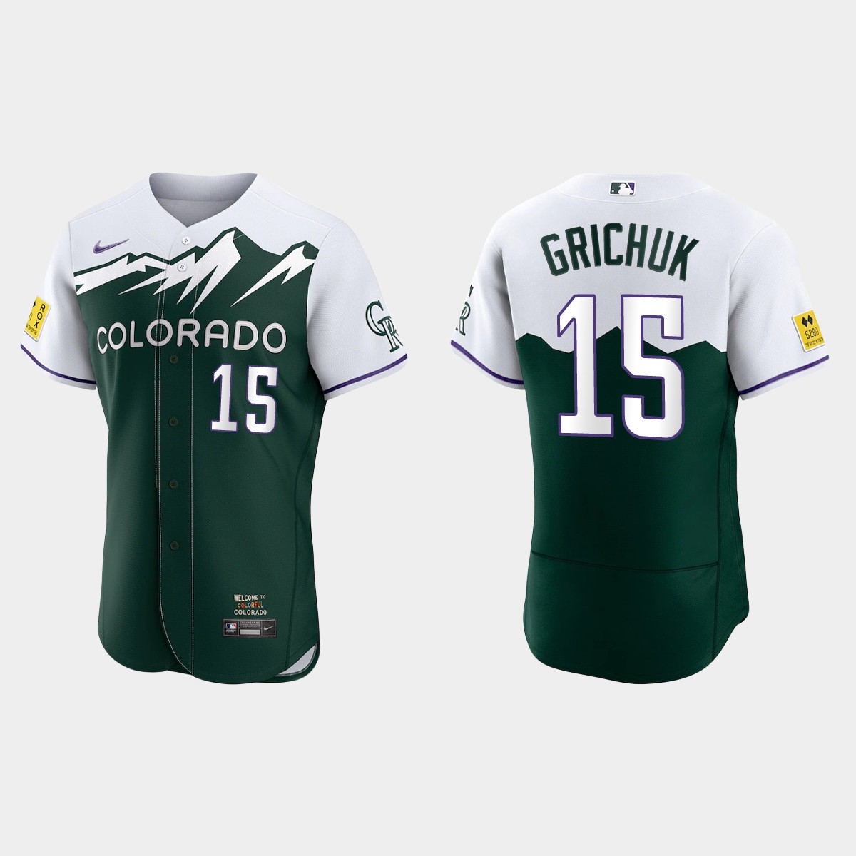 Randal Grichuk Colorado Rockies 2022 City Connect Jersey – Green