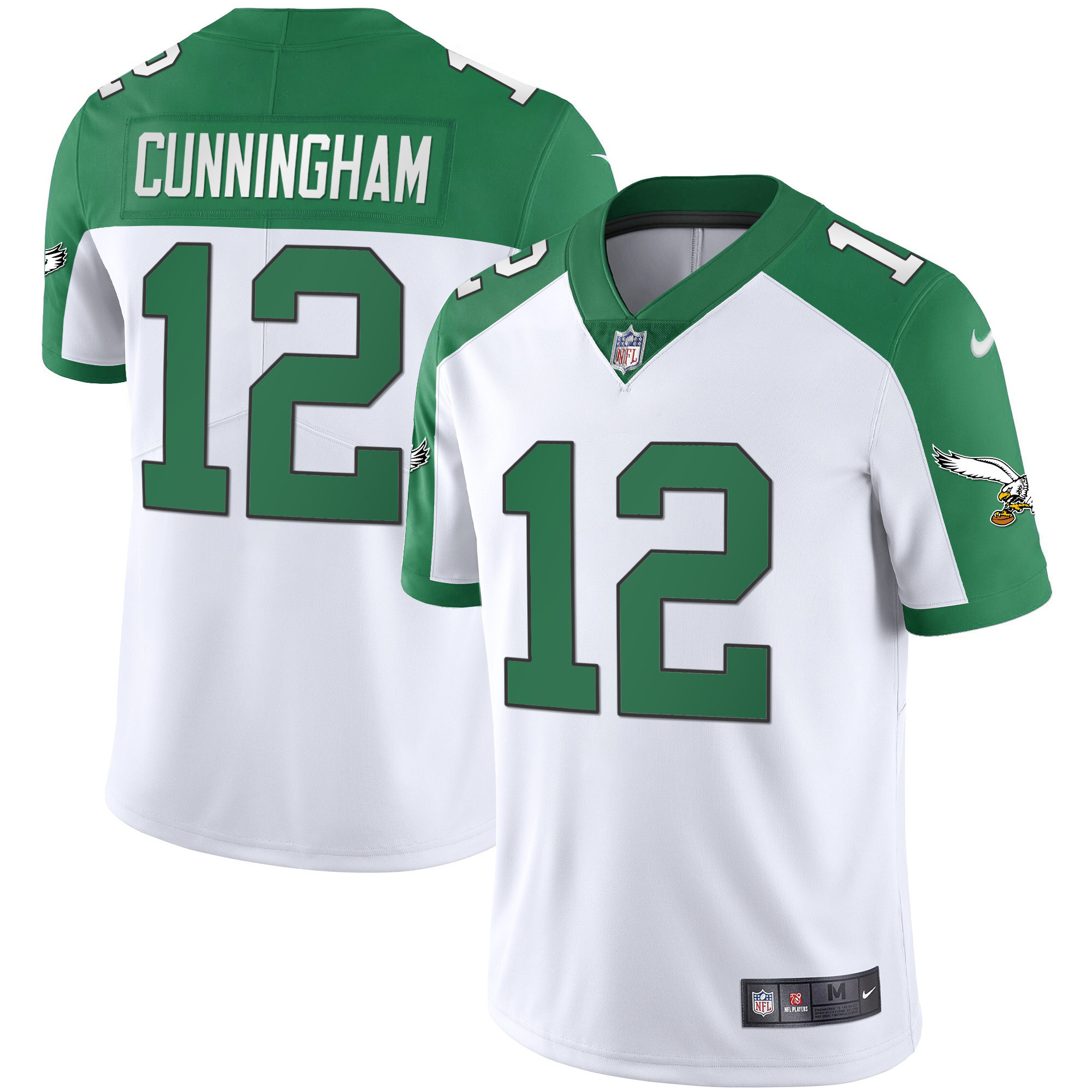 Randall Cunningham Men's Philadelphia Eagles Alternate Kelly Green & Gold White Jersey - All Stitched
