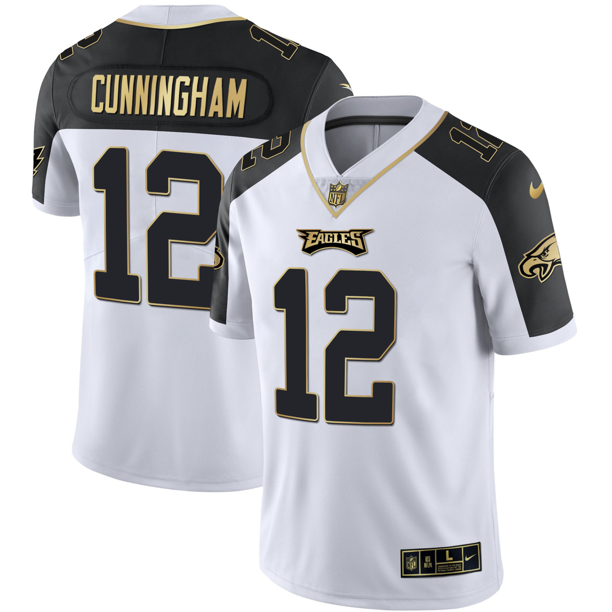 Randall Cunningham Men's Philadelphia Eagles Alternate Vapor Black Gold Limited Black Inverted Jersey - All Stitched