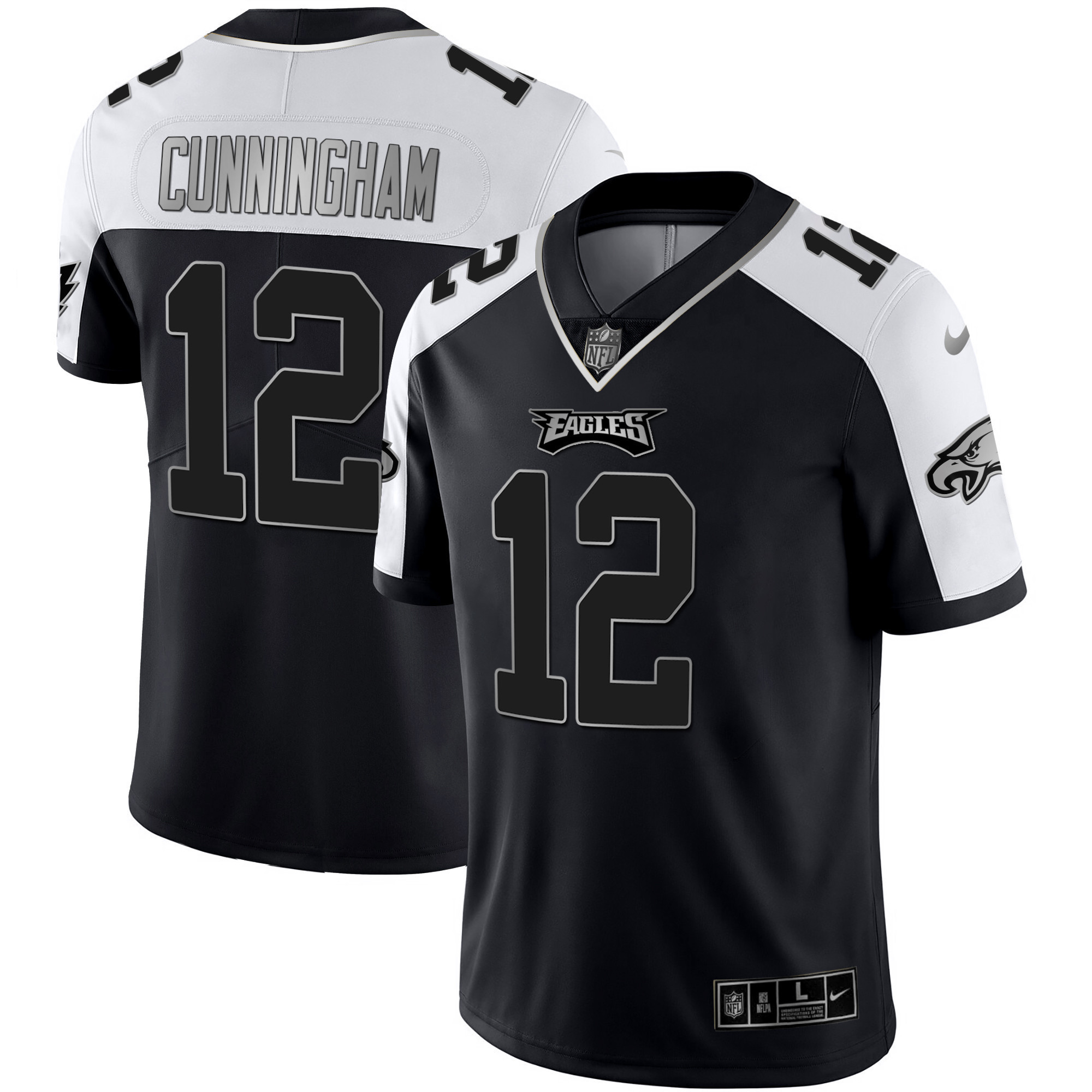 Randall Cunningham Men's Philadelphia Eagles Alternate Vapor Black Gold Limited Black Silver Jersey - All Stitched