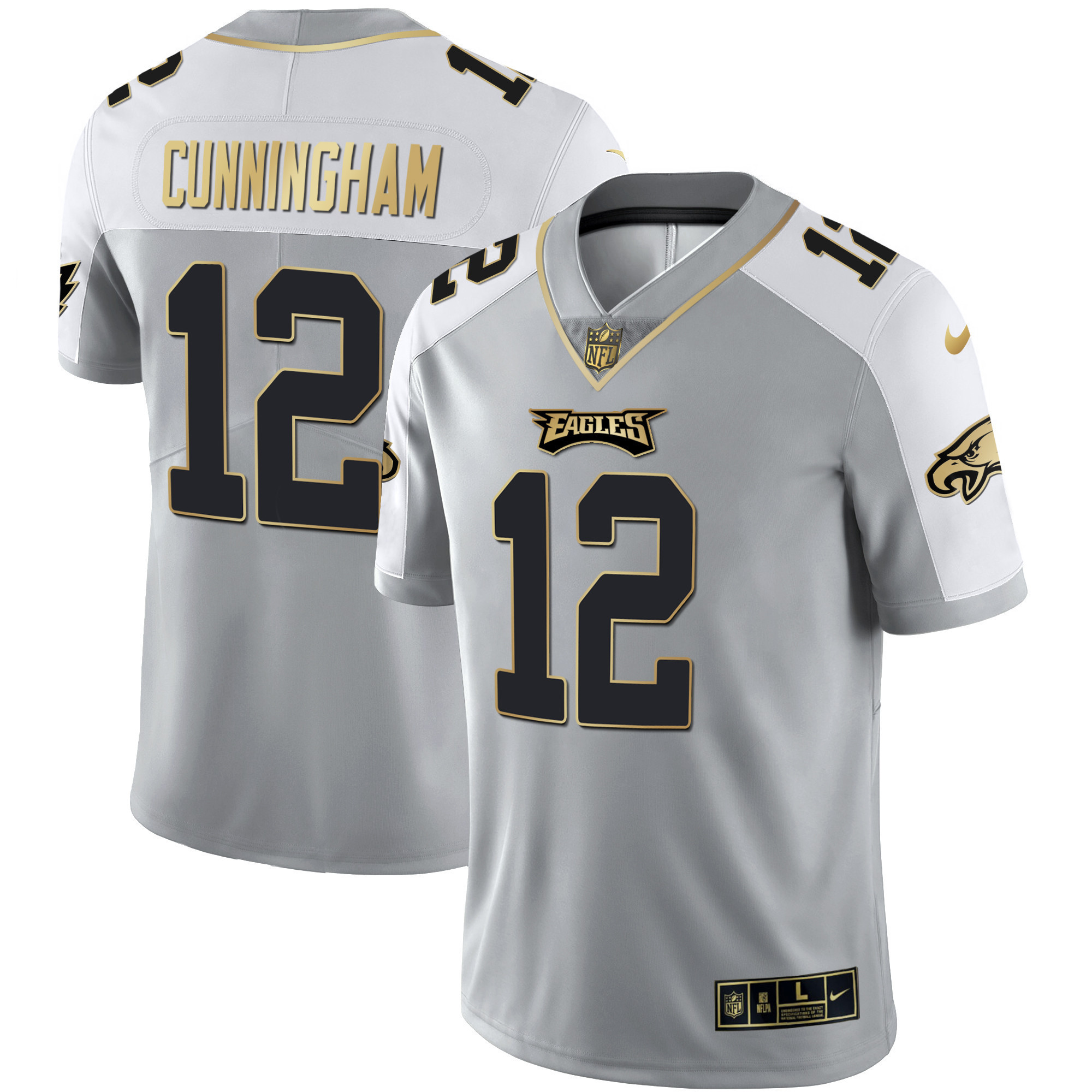 Randall Cunningham Men's Philadelphia Eagles Alternate Vapor Black Gold Limited Gray Gold Jersey - All Stitched