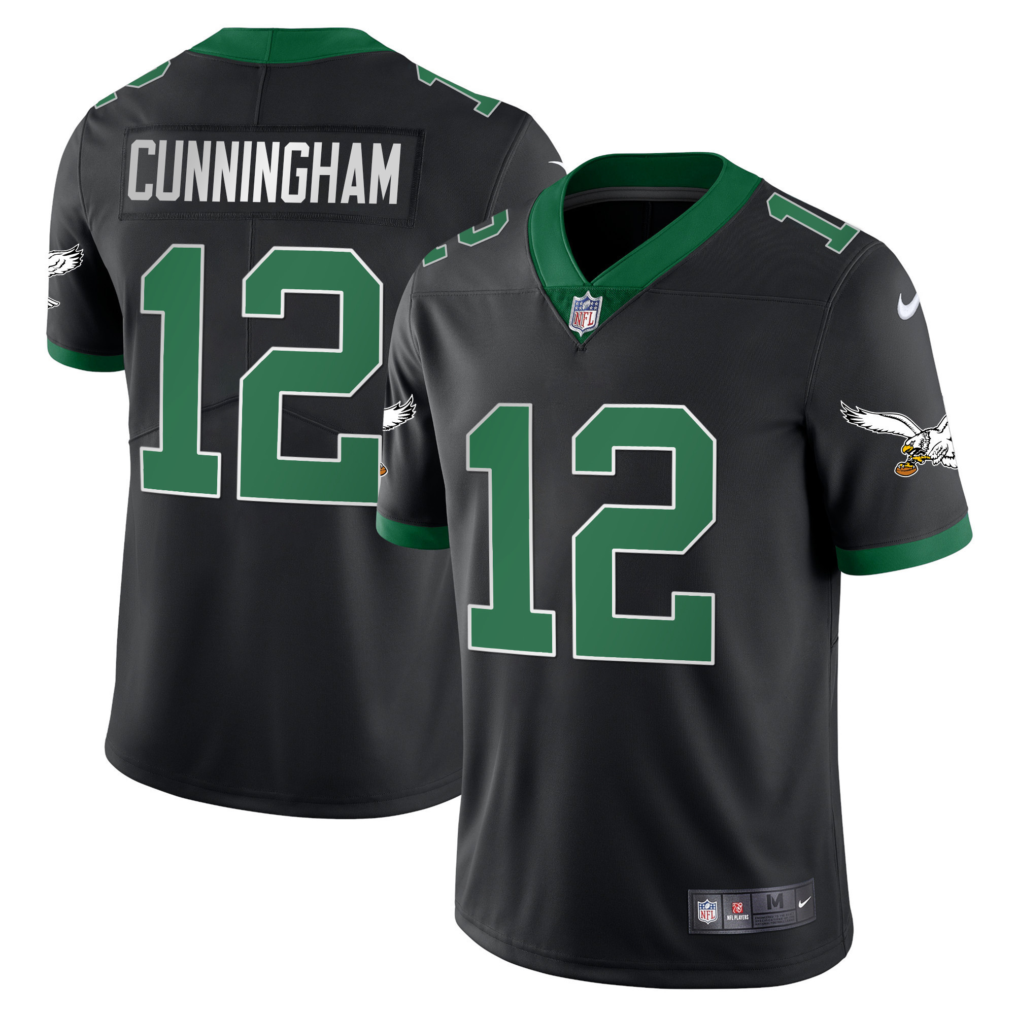Randall Cunningham Men's Philadelphia Eagles Gold & Kelly Vapor Kelly Black Jersey - All Stitched