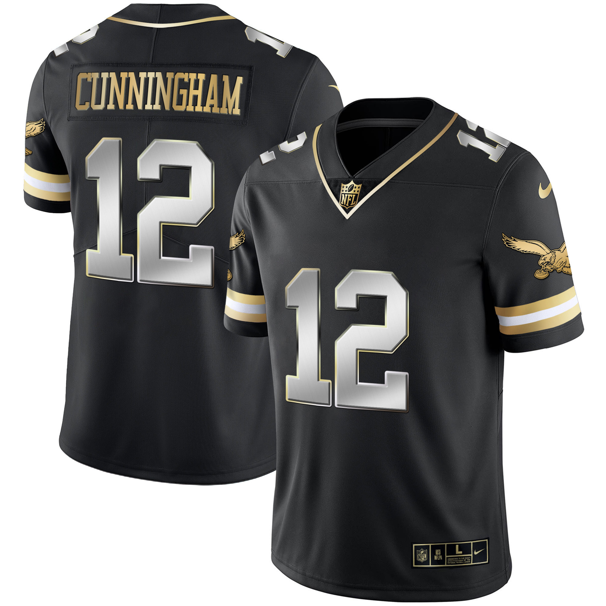 Randall Cunningham Men's Philadelphia Eagles Gold & Kelly Vapor Throwback Black Limited Jersey - All Stitched