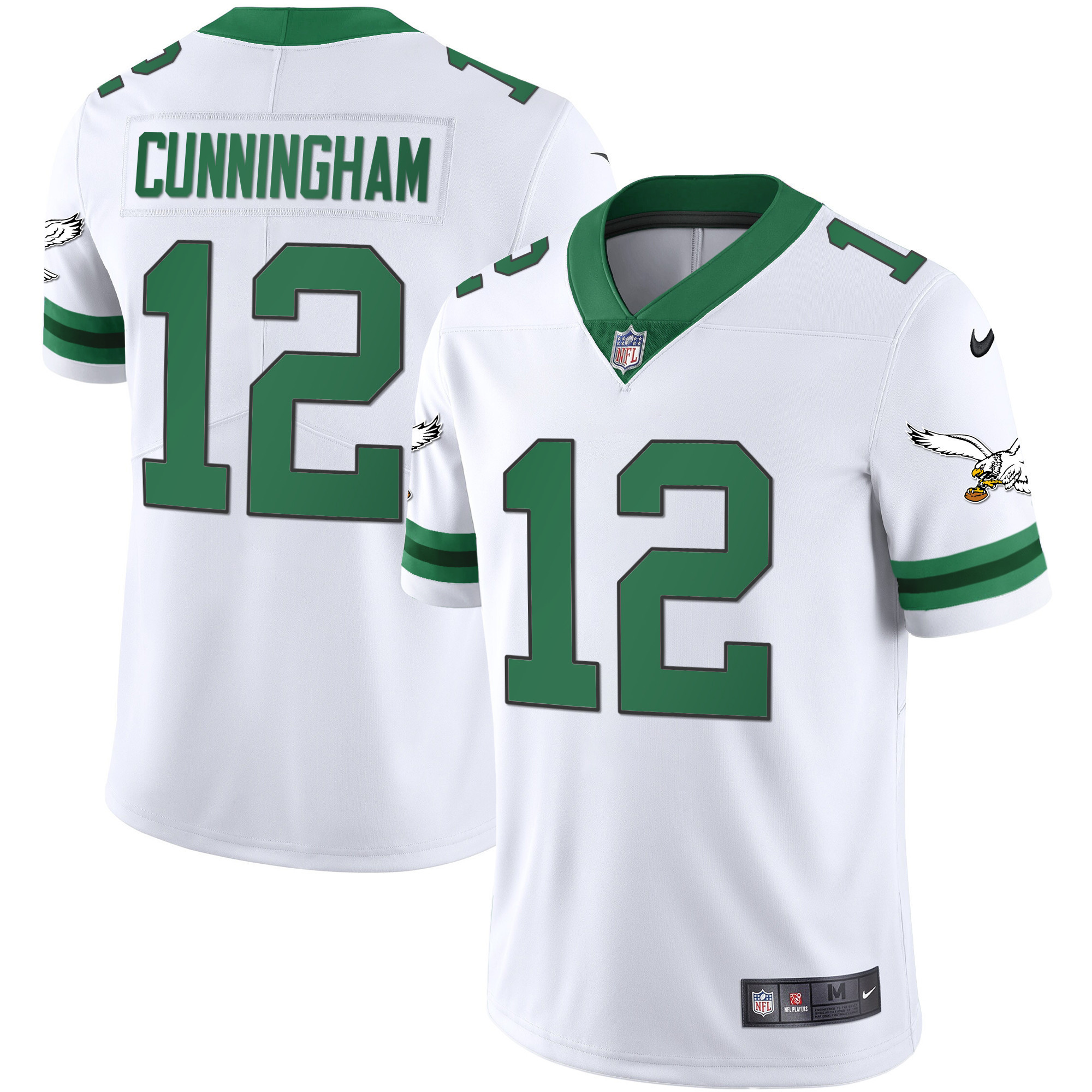Randall Cunningham Men's Philadelphia Eagles Gold & Kelly Vapor Throwback Kelly White Jersey - All Stitched