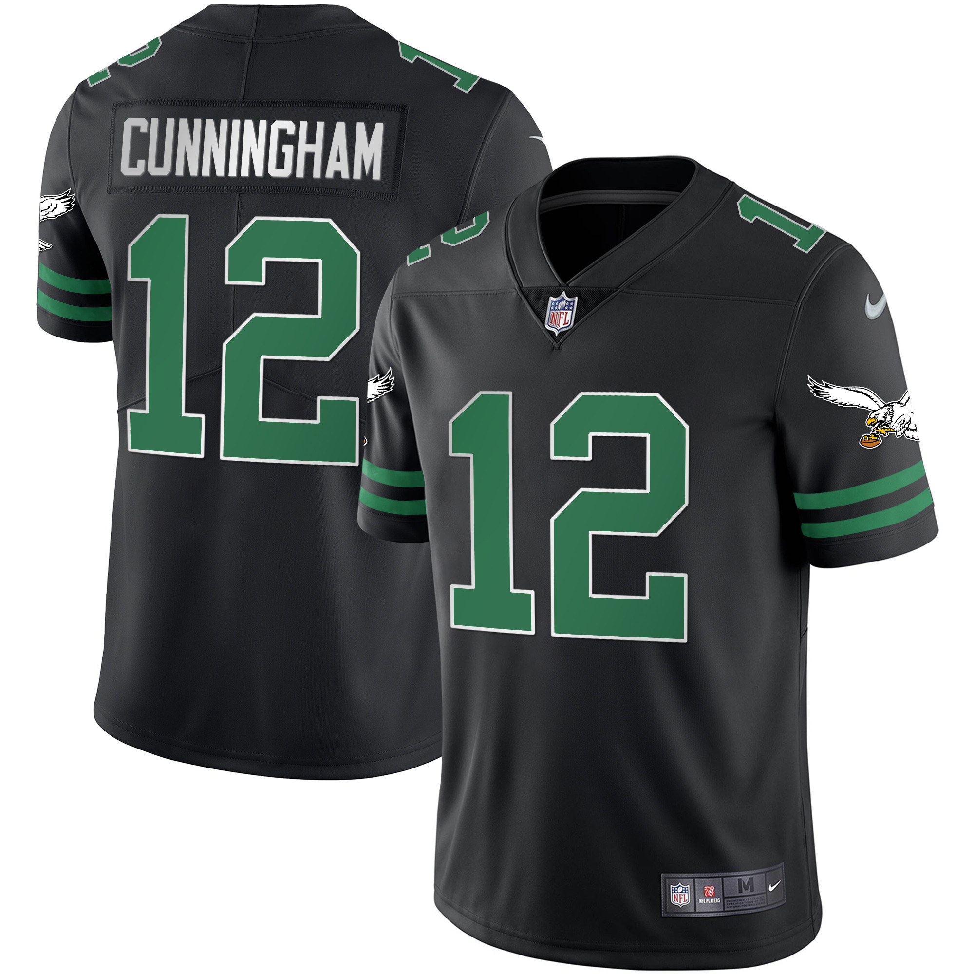 Randall Cunningham Men's Philadelphia Eagles Gold & Kelly Vapor V2 Kelly Black Jersey - All Stitched