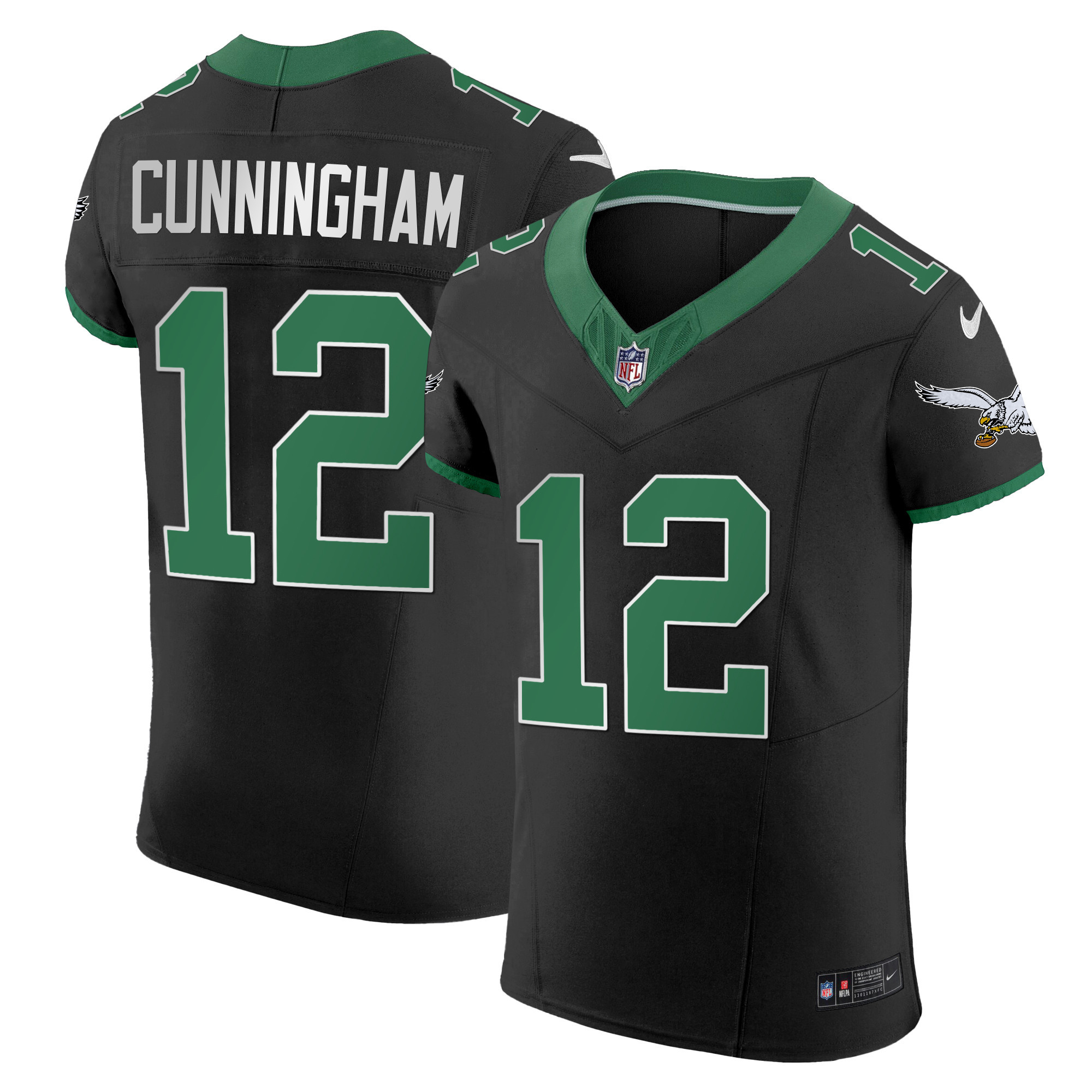 Randall Cunningham Men's Philadelphia Eagles Kelly Green Vapor Elite Kelly Black Jersey - All Stitched