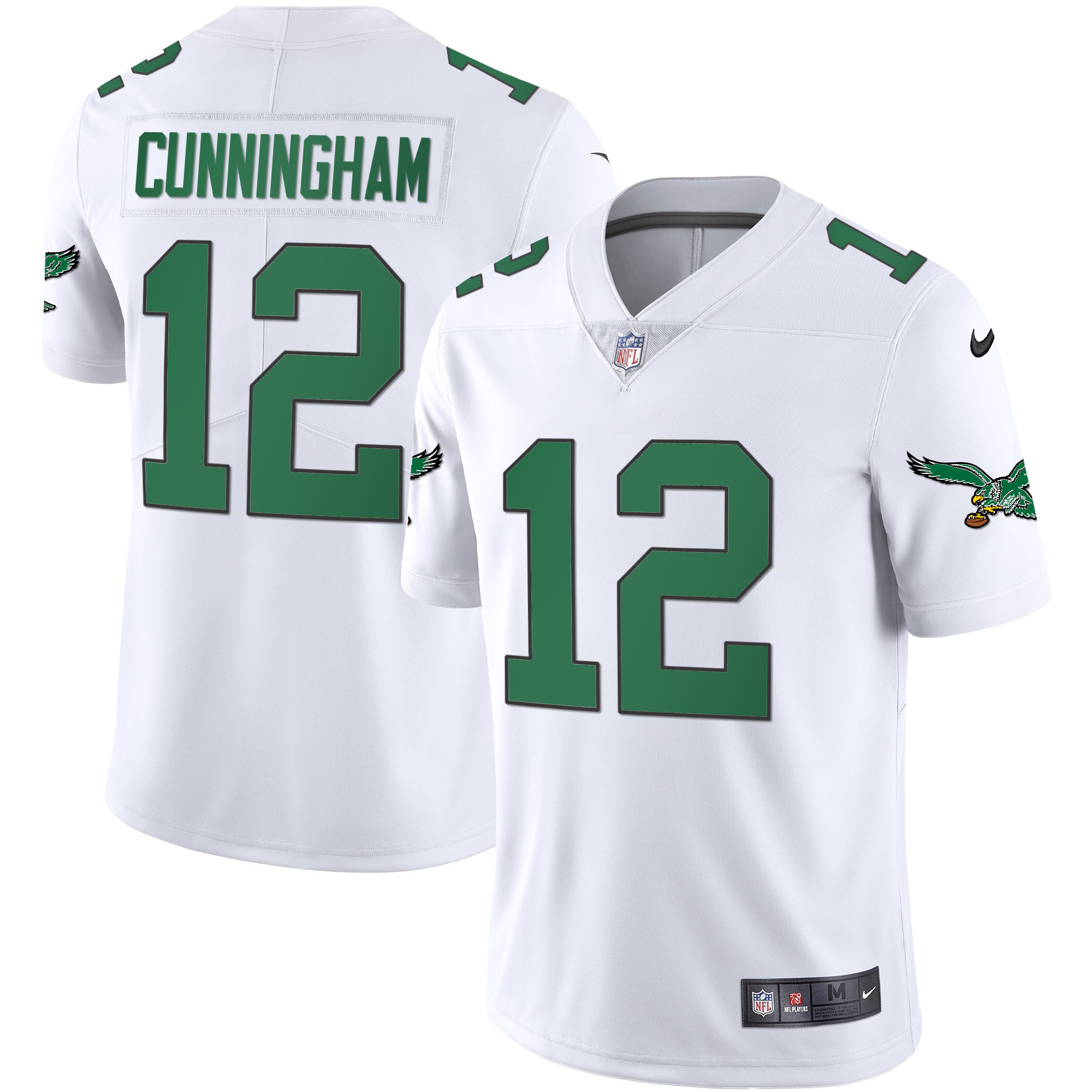 Randall Cunningham Men's Philadelphia Eagles Kelly Green Vapor Throwback 90s White Jersey - All Stitched