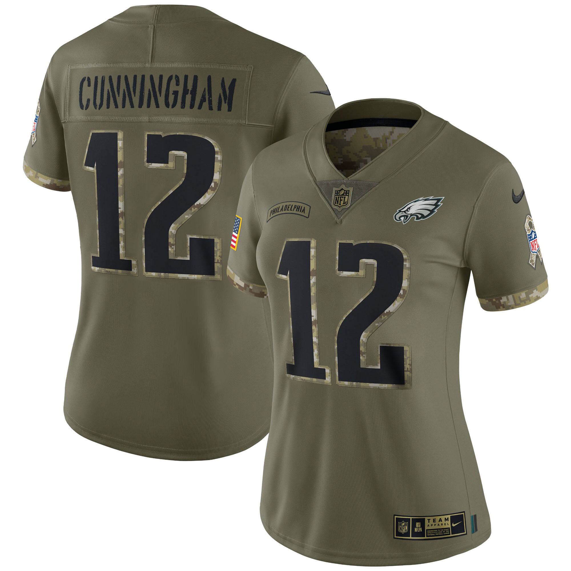 Randall Cunningham Philadelphia Eagles 2022 Salute To Service Retired Player Limited - Olive Jersey - All Stitched