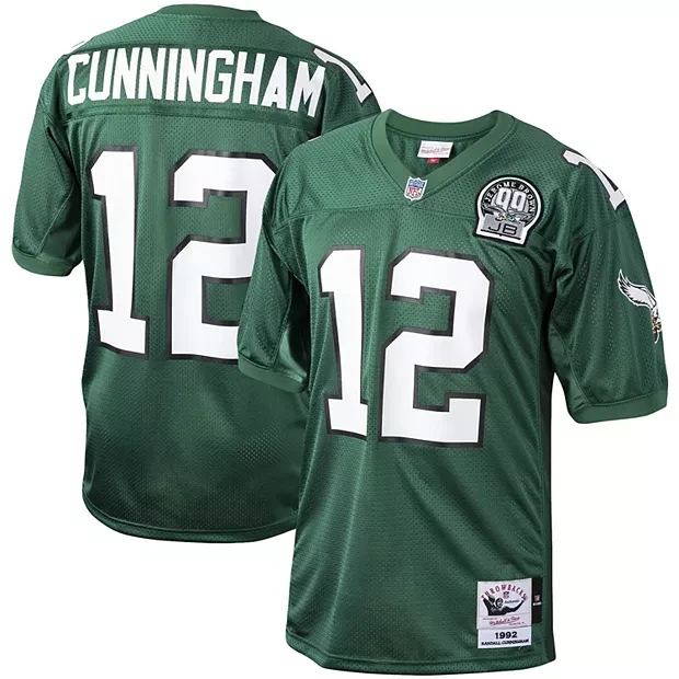 Randall Cunningham Philadelphia Eagles Throwback Jerome Brown Patch Green Jersey - All Stitched