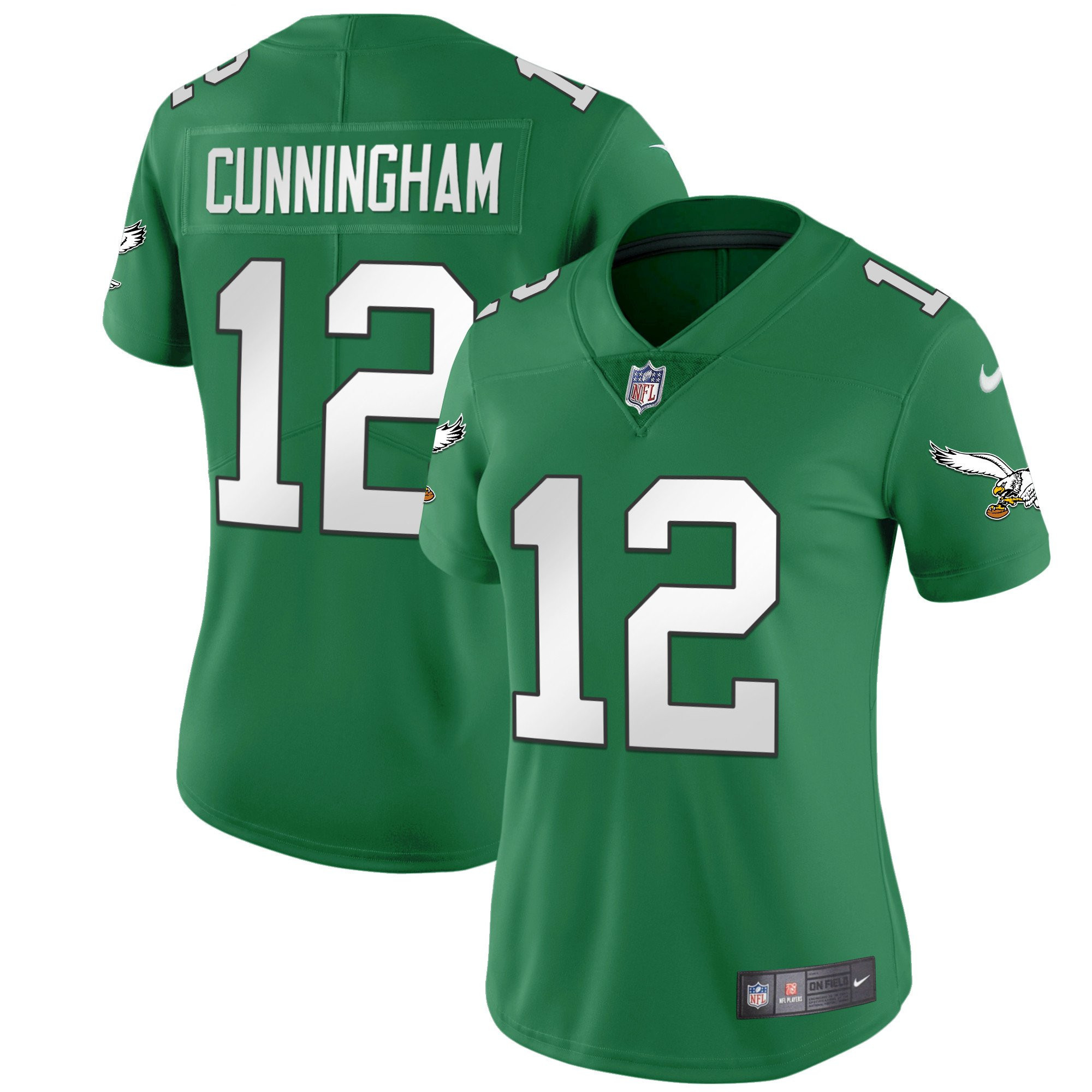 Randall Cunningham Women's Philadelphia Eagles Kelly Green Gold Jersey - All Stitched