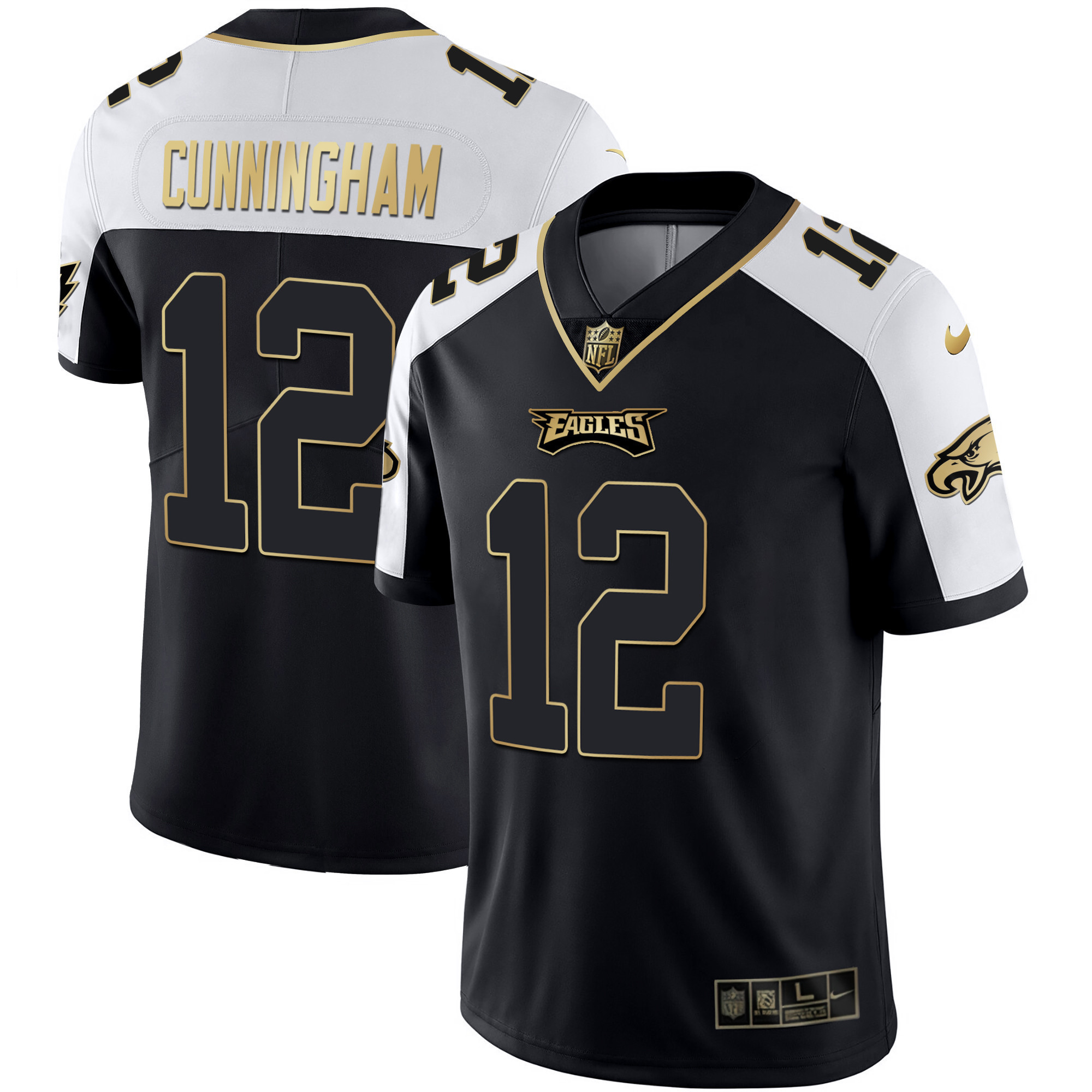 Randall Cunningham Youth's Philadelphia Eagles Gold & Split Vapor Alternate Jersey - All Stitched