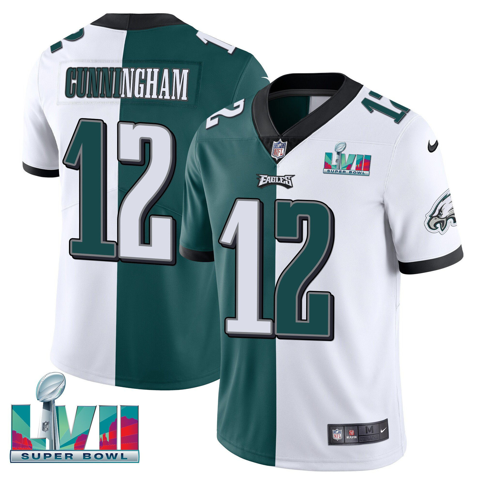 Randall Cunningham Youth's Philadelphia Eagles Super Bowl Patch Vapor Split Jersey - All Stitched