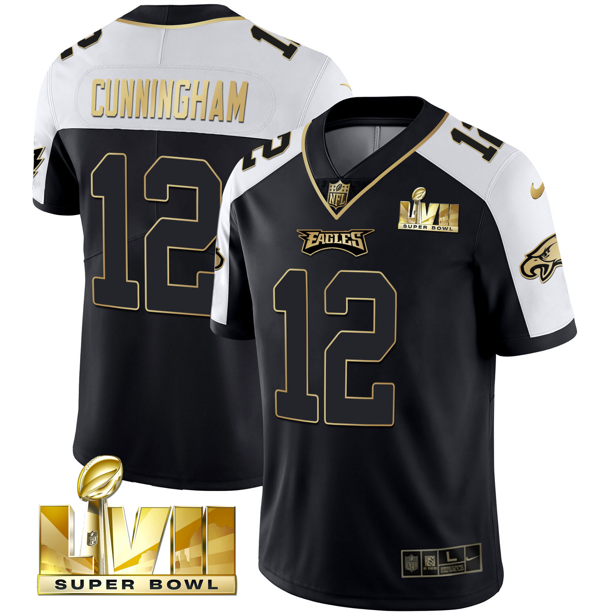 Randall Cunningham Youth's Philadelphia Eagles Super Bowl Vapor Gold Alternate Jersey - All Stitched