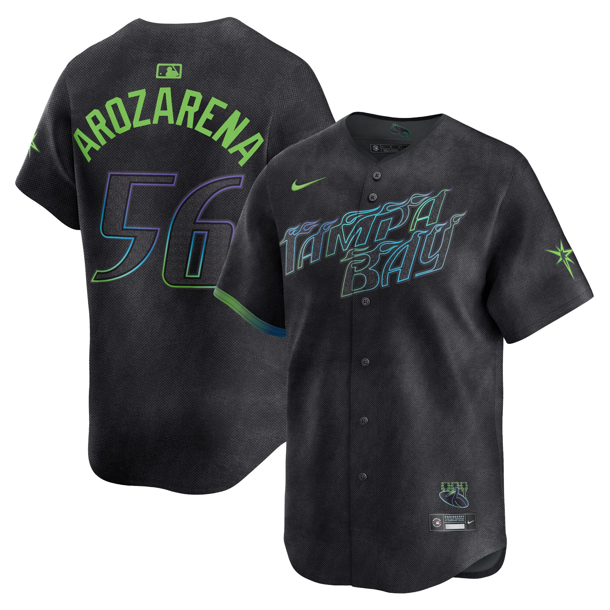 Randy Arozarena Men's Tampa Bay Rays 2024 City Connect Vapor Premier Limited - Charcoal Jersey - All Stitched