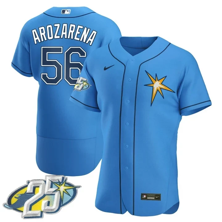 Randy Arozarena Tampa Bay Rays 25th Anniversary Light Blue Flex Base Jersey - All Stitched