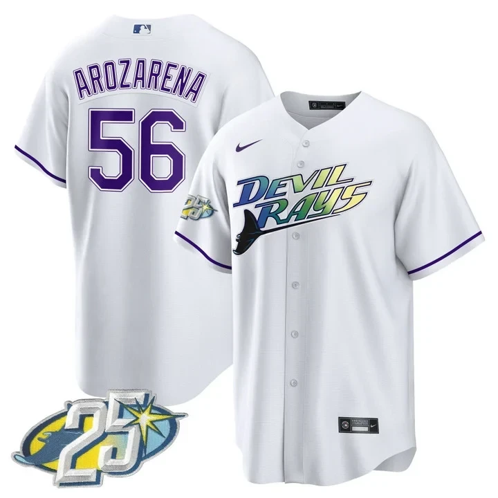 Randy Arozarena Tampa Bay Rays 25th Anniversary White Cool Base Jersey - All Stitched