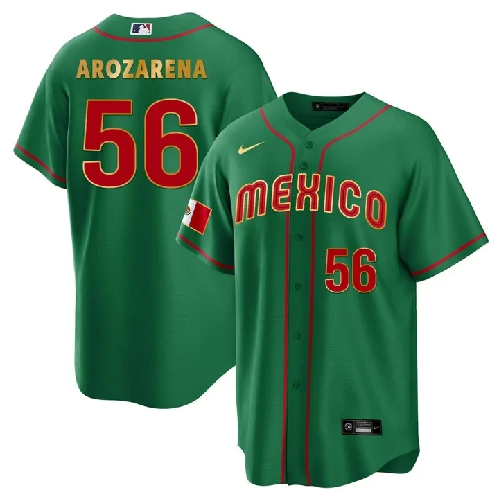 Randy Arozarena Tampa Bay Rays Mexico Green Gold Cool Base Jersey - All Stitched